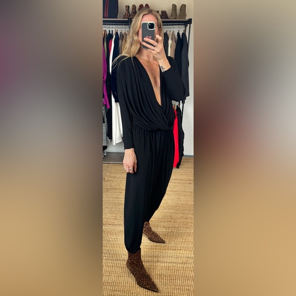 Vintage 80’s Grace Jones Inspired Ruched Neck Open Jumpsuit Onesie Playsuit - Picture 3 of 13